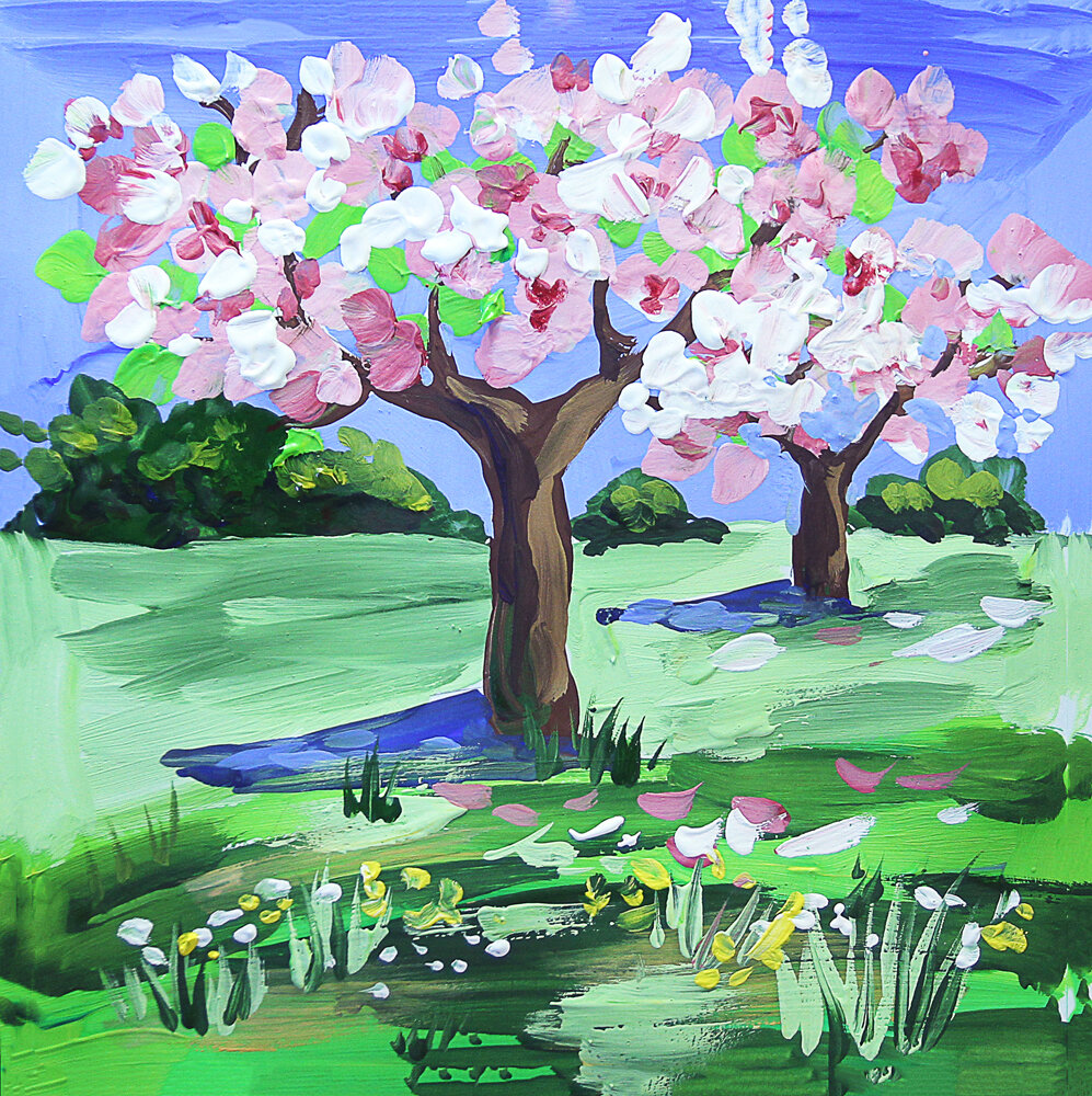 Урок весенний пейзаж 2 класс. Рисование цветут сады. Весенние рисунки. Рисование Цветущий сад.